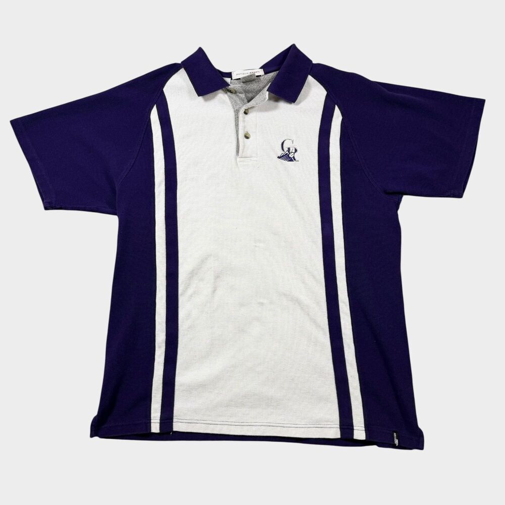Antigua Colorado Rockies Vintage Polo Shirt Mens XL Purple White MLB 90s Sport